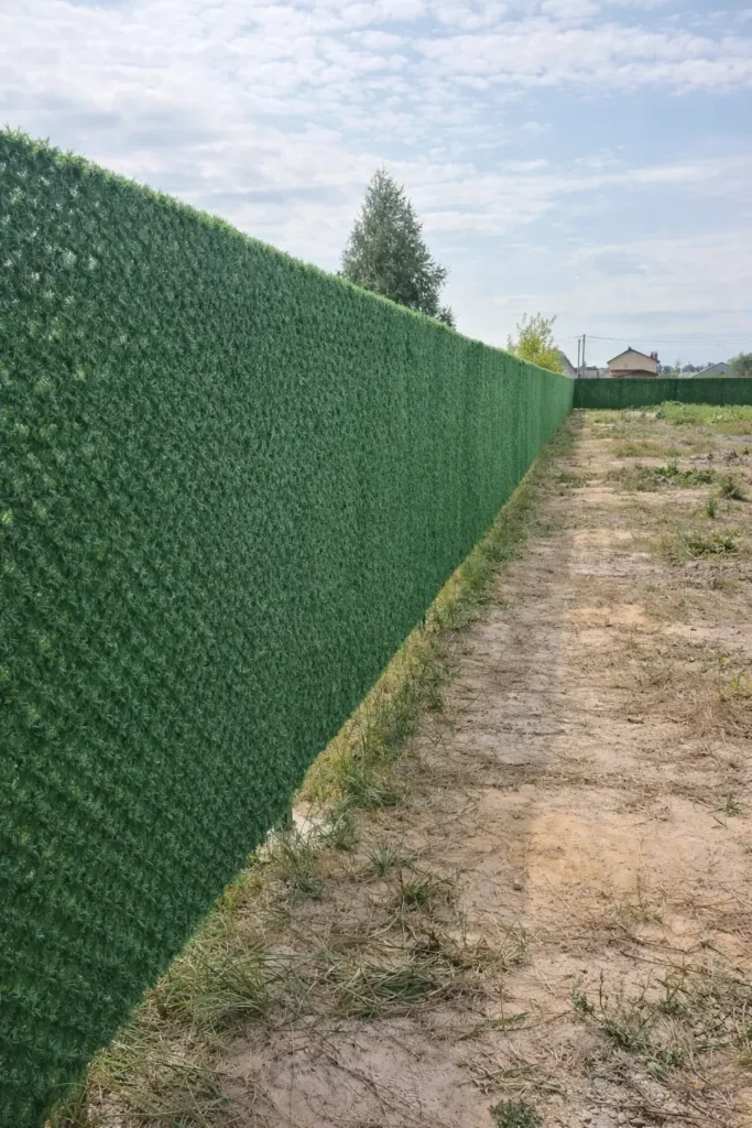 Декоративний паркан зі штучної трави висотою 2 м на дачній ділянці