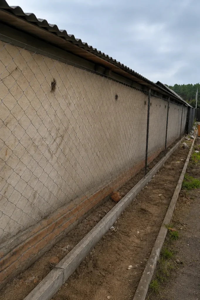 Стара огорожа та фасад гаража до монтажу зеленого паркану